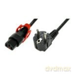 Kabel połączeniowy zasilający blokada IEC LOCK+ 3x1mm2 Schuko kątowy/C13 prosty M/Ż 2m Czarny