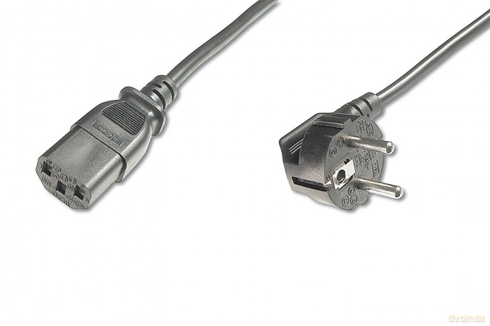 Kabel połączeniowy zasilający Typ Schuko kątowy/IEC C13 M/Ż 0,8m Czarny