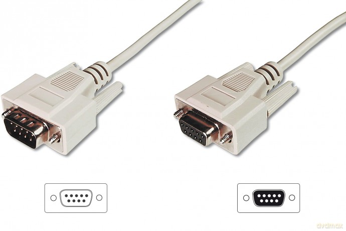 Kabel przedłużający RS232 1:1 Typ DSUB9/DSUB9 M/Ż 10m Szary