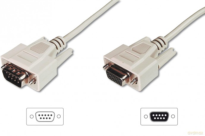 Kabel przedłużający RS232 1:1 Typ DSUB9/DSUB9 M/Ż Szary 3m