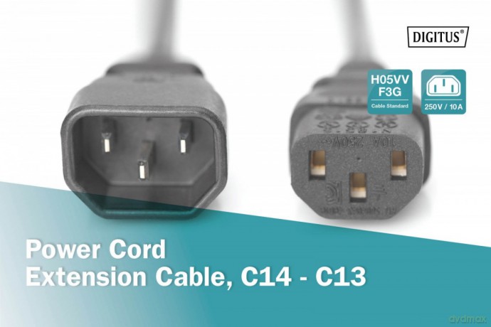Kabel przedłużający zasilający Typ IEC C14/IEC C13 M/Ż czarny 1,8m