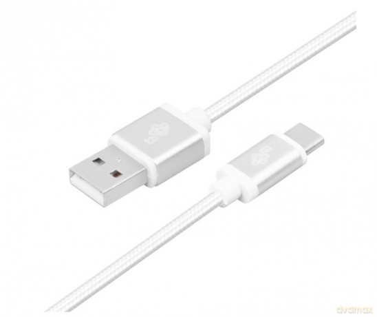 Kabel USB-USB C 2m srebrny sznurek