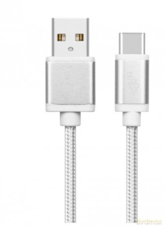 Kabel USB-USB C 2m srebrny sznurek