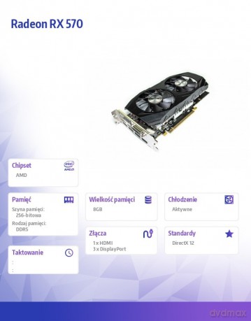 Karta graficzna - Radeon RX 570 8GB GDDR5 256Bit HDMI 3xDP ATX Dual Fan H5