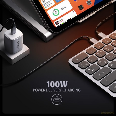 Klawiatura HMC-KB-CRL USB-C 5Gbps z wieloportowy hub 9in1, SD/microSD, 3x USB-A, HDMI 4K/60Hz, PD 100W, Audio, Cyrillic layout, 60cm USB-C kabel