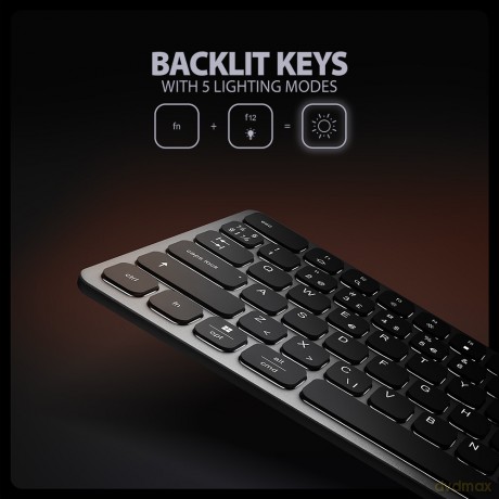 Klawiatura HMC-KB-NRD USB-C 5Gbps z wieloportowy hub 9in1, SD/microSD, 3x USB-A, HDMI 4K/60Hz, PD 100W, Audio, Nordic layout, 60cm USB-C kabel
