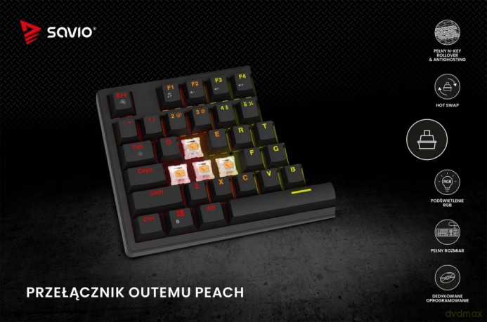 Klawiatura mechaniczna STYX Outemu Peach Silent Hot Swap RGB