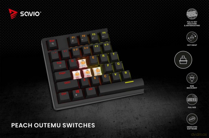 Klawiatura mechaniczna STYX Outemu Peach Silent Hot Swap RGB