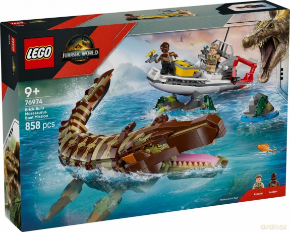 Klocki Jurassic World 76974 Misja na łodzi i model mozazaura