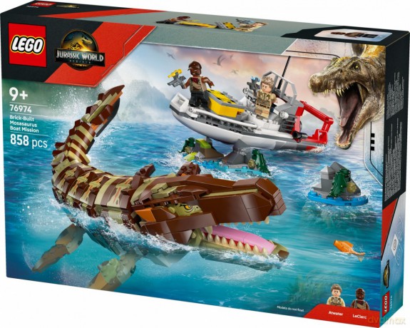 Klocki Jurassic World 76974 Misja na łodzi i model mozazaura