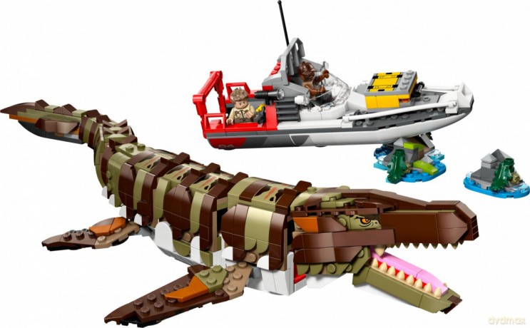 Klocki Jurassic World 76974 Misja na łodzi i model mozazaura
