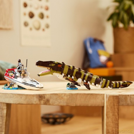 Klocki Jurassic World 76974 Misja na łodzi i model mozazaura
