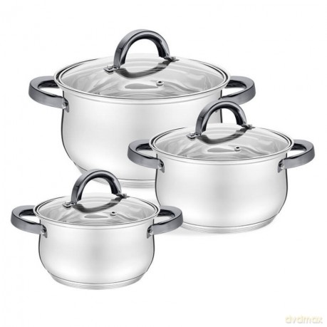Komplet garnków z czarnymi uchwytami 6 elementów MR-3522-6M-BLACK