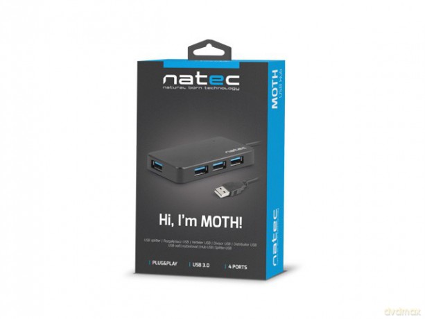 Koncentrator USB 4 porty Moth USB 3.0 czarny