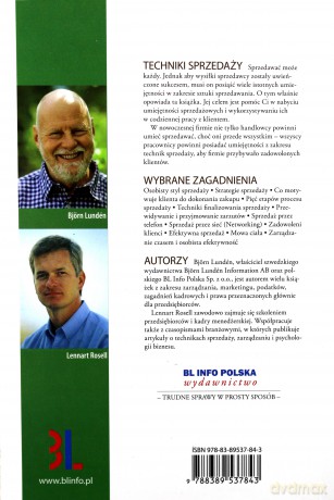 Techniki sprzedaży o sztuce sprzedawania wyd. 5 - Bjorn Lunden, Lennart Rosell [KSIĄŻKA]