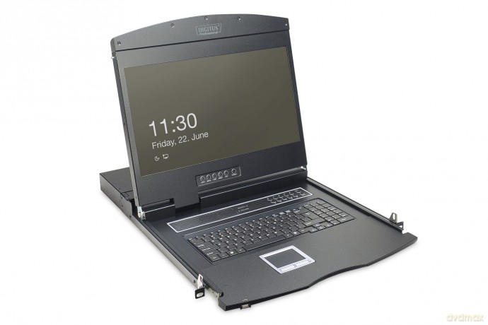 Konsola 19 LCD z touchpad KVM 16 portów 1U komplet kabli (16xDS-19231) klawiatura US