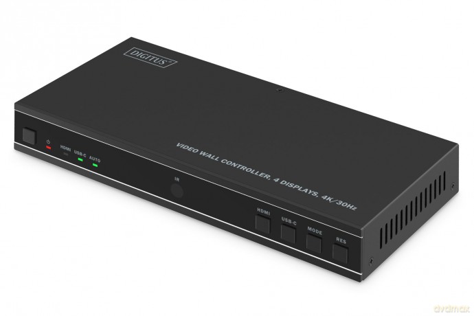 Kontroler ściany wideo 1xHDMI/USB-C (DP 1.2a) do 4xHDMI 4K/30Hz, USB-C, Audio 3.5mm, S/PDIF, RS232, sterowanie IR, 8 formatów wyświetlania