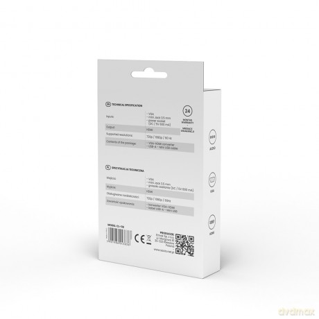 Konwerter/Adapter VGA - HDMI Full HD/1080p 60Hz, CL-110