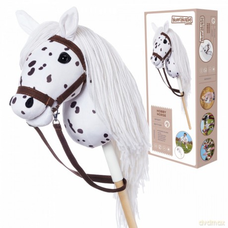 Koń na kiju Hobby Horse HOPPIHORSE A3 Leopard - biały, maść tarantowata