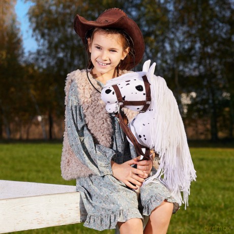 Koń na kiju Hobby Horse HOPPIHORSE A3 Leopard - biały, maść tarantowata