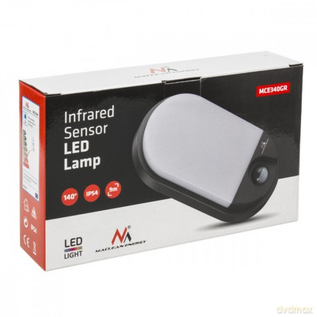 Lampa Led z czujnikiem ruchu 15W MCE340 GR
