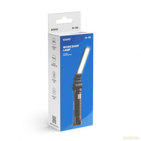 Lampa warsztatowa akumulatorowa COB LED 3W + SMD 1W, USB-C, 150 lm, obrotowa głowica, magnes, FL-03