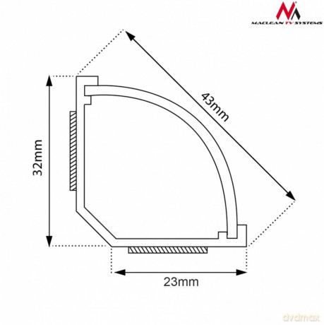 Listwa maskująca kanał kablowy 1.5m 43x23 mm Biała MCTV-575 z taśmą