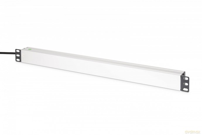 Listwa zasilająca PDU Rack (620mm) z zabezpieczeniem przeciwprzepięciowym + filtr EMI/RFI, 9 gniazd Schuko CEE 7/3 (45°), kabel 2m wtyk Unischuko CEE