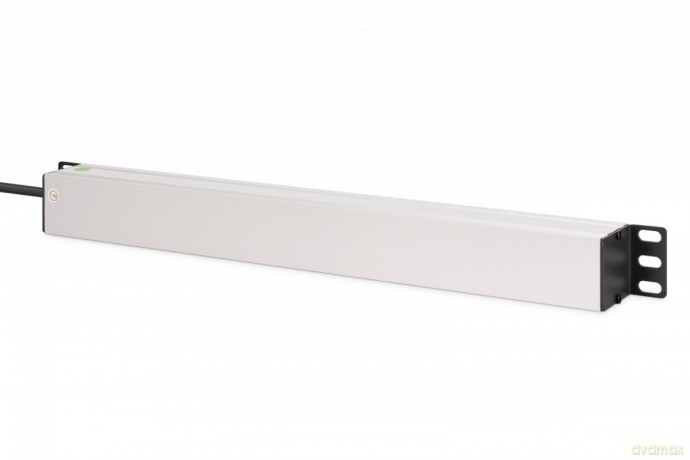 Listwa zasilająca PDU Rack 19", 9 gniazd Schuko CEE 7/3 (45°), kabel 2m wtyk IEC C20, 16A, aluminiowa