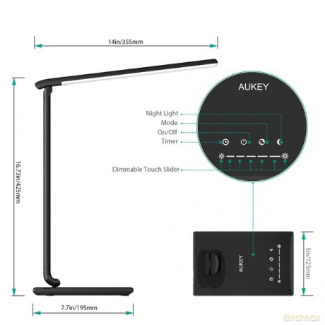 LT-T10 Black lampa biurkowa LED dotykowa | 12W | 3000-6500K | 7 poziomów ściemniania | 5 trybów świecenia