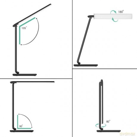 LT-T10 Black lampa biurkowa LED dotykowa | 12W | 3000-6500K | 7 poziomów ściemniania | 5 trybów świecenia