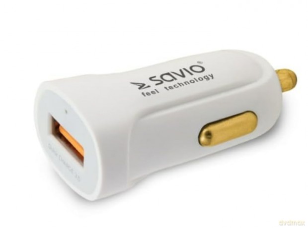 Ładowarka samochodowa Quick Charge 3.0A, biała, SA-05/W