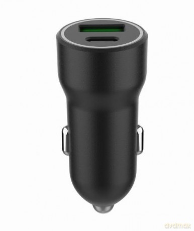 Ładowarka samochodowa USB-A/USB-C 20W PD czarna