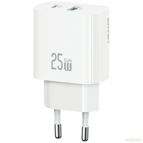 Ładowarka sieciowa 25W 1xUSB-A 1xUSB-A fast charging Biała