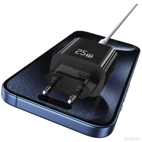 Ładowarka sieciowa 25W 1xUSB-C 1xUSB-A Fast Charging Czarna