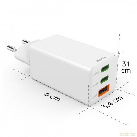 Ładowarka sieciowa 65W Gan PD/QC