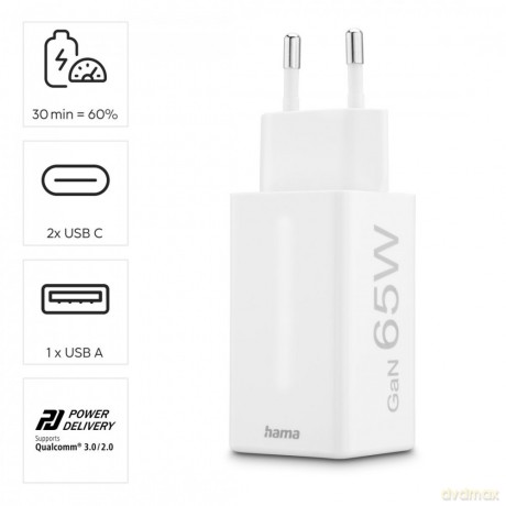 Ładowarka sieciowa 65W Gan PD/QC