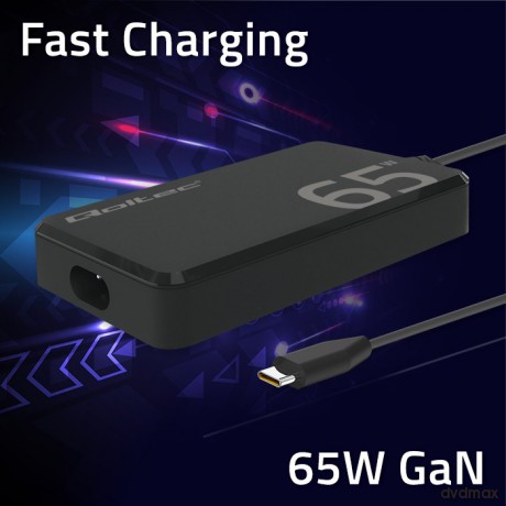 Ładowarka sieciowa 65W GaN Super Fast SLIM | PD | 5-20V | 3.25A |USB-C 3.1 | Laptop | MacBook | Smartfon | +kabel