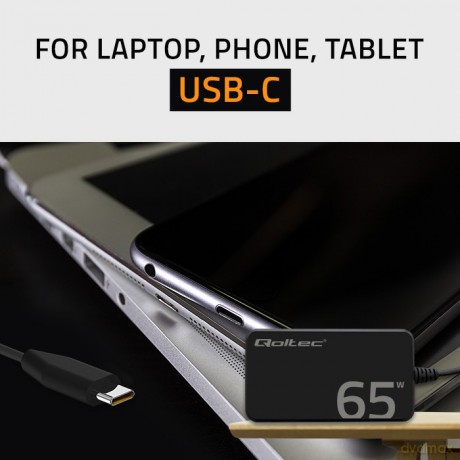 Ładowarka sieciowa 65W GaN Super Fast SLIM | PD | 5-20V | 3.25A |USB-C 3.1 | Laptop | MacBook | Smartfon | +kabel
