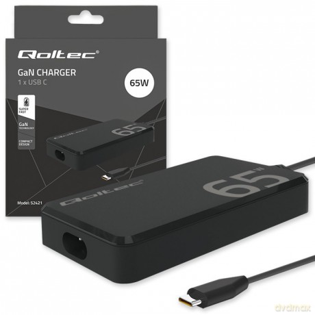 Ładowarka sieciowa 65W GaN Super Fast SLIM | PD | 5-20V | 3.25A |USB-C 3.1 | Laptop | MacBook | Smartfon | +kabel