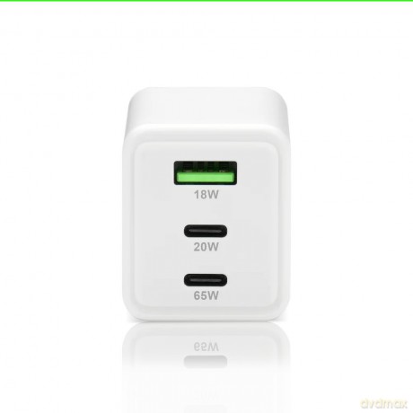 Ładowarka sieciowa GAN QC 4+ 65W 1XUSB 2XUSB-C biała SC-655Q