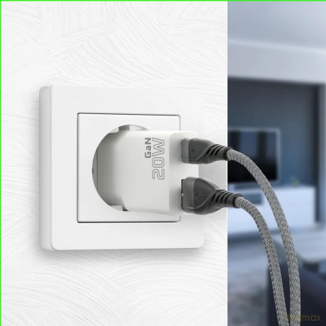 Ładowarka sieciowa SUPER SLIM QC 3.0 20W 1XUSB 1XUSB-C biała SC-340Q