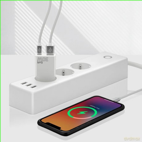 Ładowarka sieciowa SUPER SLIM QC 3.0 30W 1XUSB 1XUSB-C biała SC-380Q