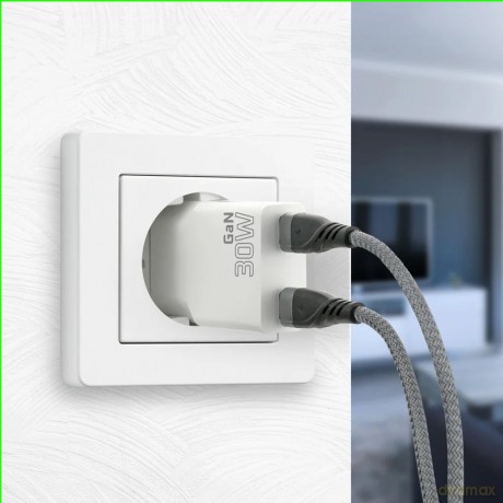 Ładowarka sieciowa SUPER SLIM QC 4+ 30W 2XUSB-C biała SC-385Q