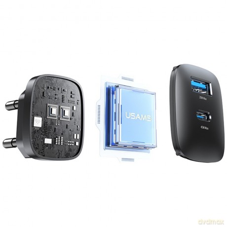 Ładowarka sieciowa T66 45W GaN CC290 USB-A + USB-C Fast charge