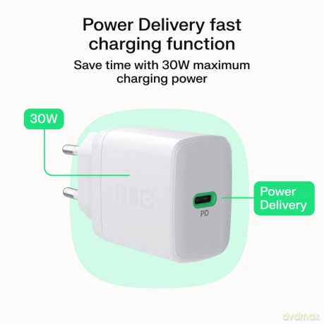 Ładowarka sieciowa USB 30W 1x USB-C BIAŁA