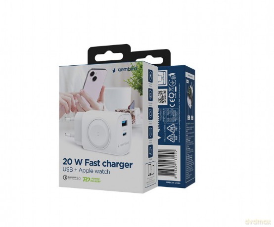Ładowarka USB-A USB-C 20W PowerDelivery Quick Charge 3.0, biała