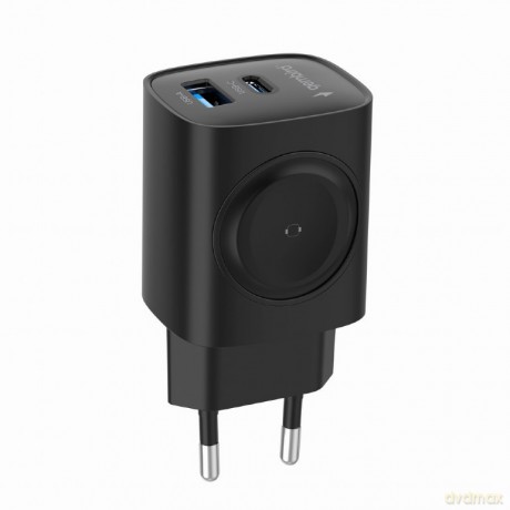 Ładowarka USB-A USB-C 20W PowerDelivery Quick Charge 3.0, czarna