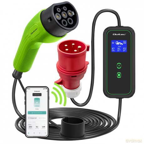 Mobilna ładowarka do samochodu elektrycznego EV z regulacją 2w1 Typ2 | 7kW | 230V | CEE 3 PIN | WiFi | LCD | Przenosna | Wallbox | 5m