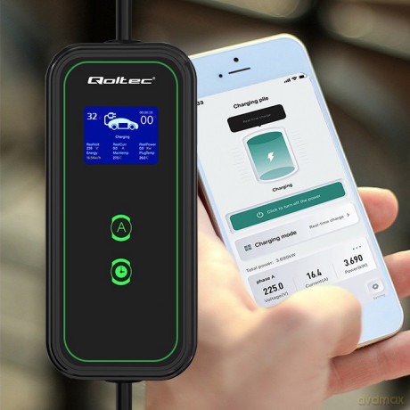 Mobilna ładowarka do samochodu elektrycznego EV z regulacją 2w1 Typ2 | 7kW | 230V | CEE 3 PIN | WiFi | LCD | Przenosna | Wallbox | 5m